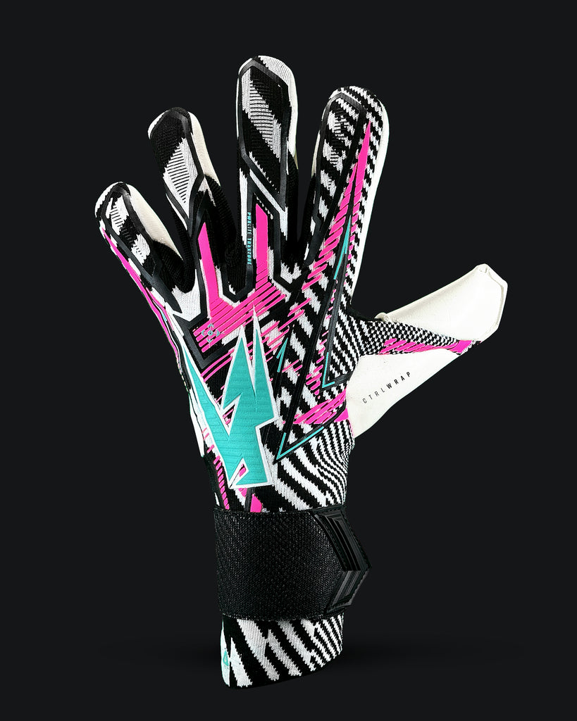 Zero Degrees DAZZLE Knitted Goalkeeper Gloves Pink and Mint Kaliaaer